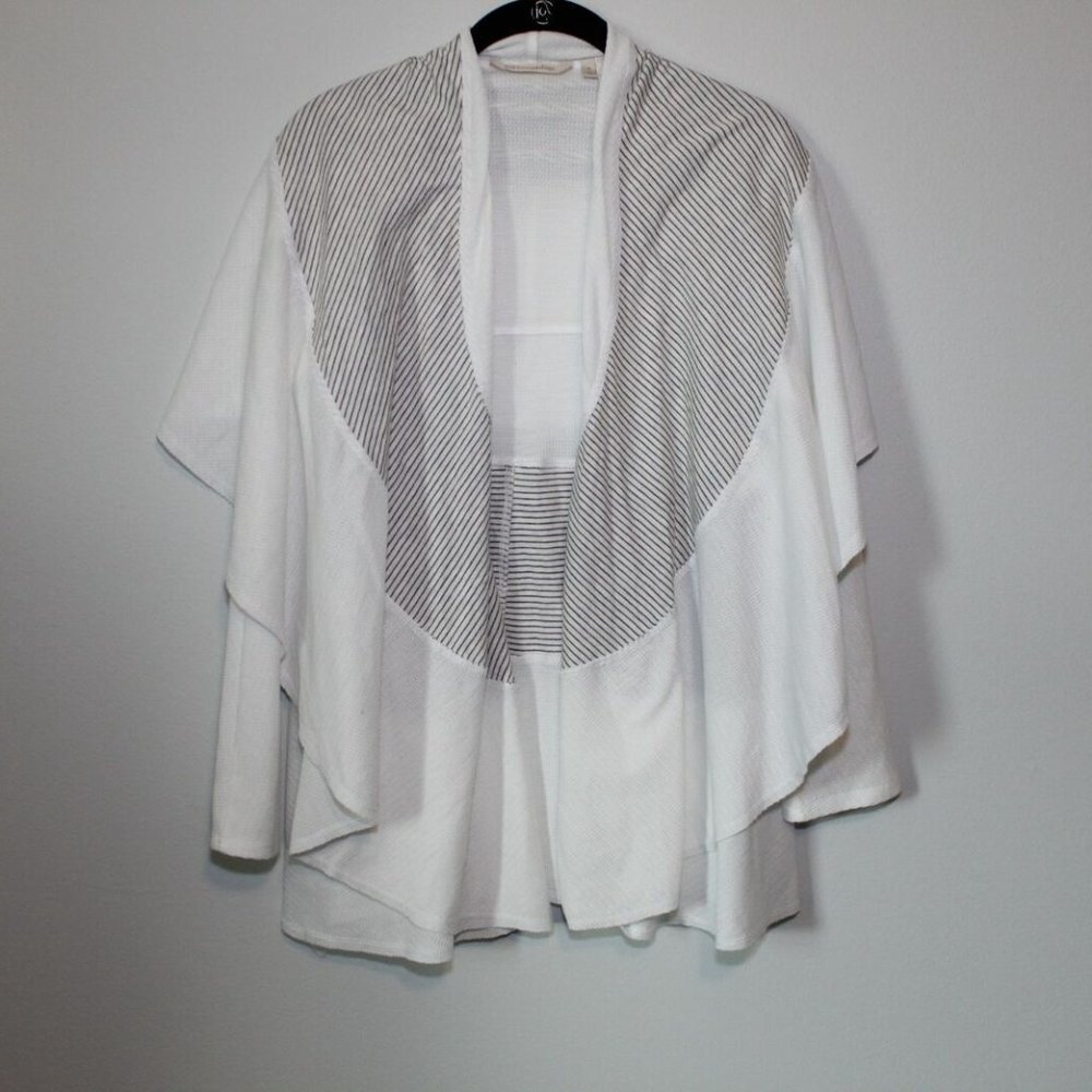 ✨2/$20 Soft Surroundings Open Front Drape Cardigan White Women's Small H12770 - Picture 11 of 12